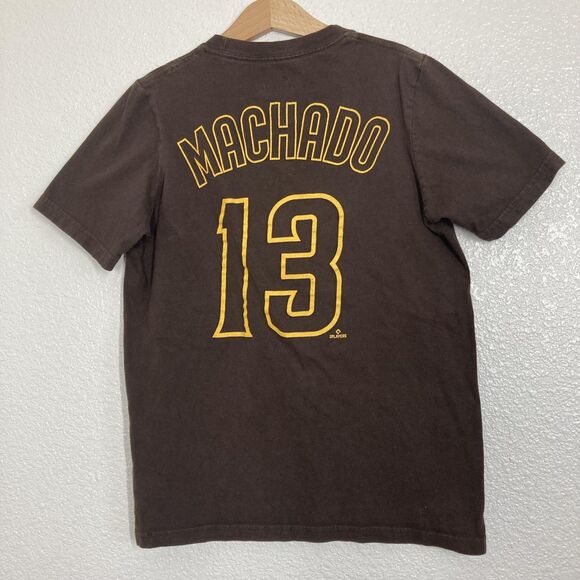 San Diego Padres Shirt Youth Medium Brown MLB Baseball Manny Machado 13 Nike Tee - Picture 8 of 9